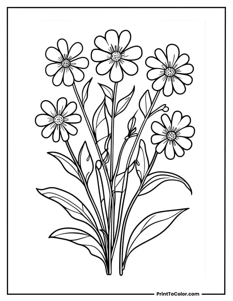 A bouquet of five flowers