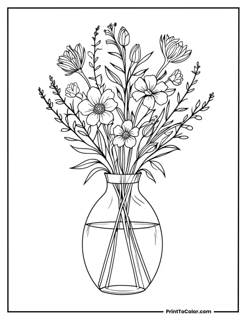 A vase holding a hand-picked flower bouque