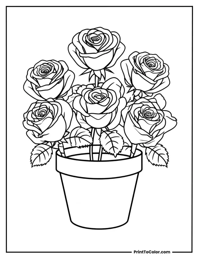 Roses in a basic flowerpot