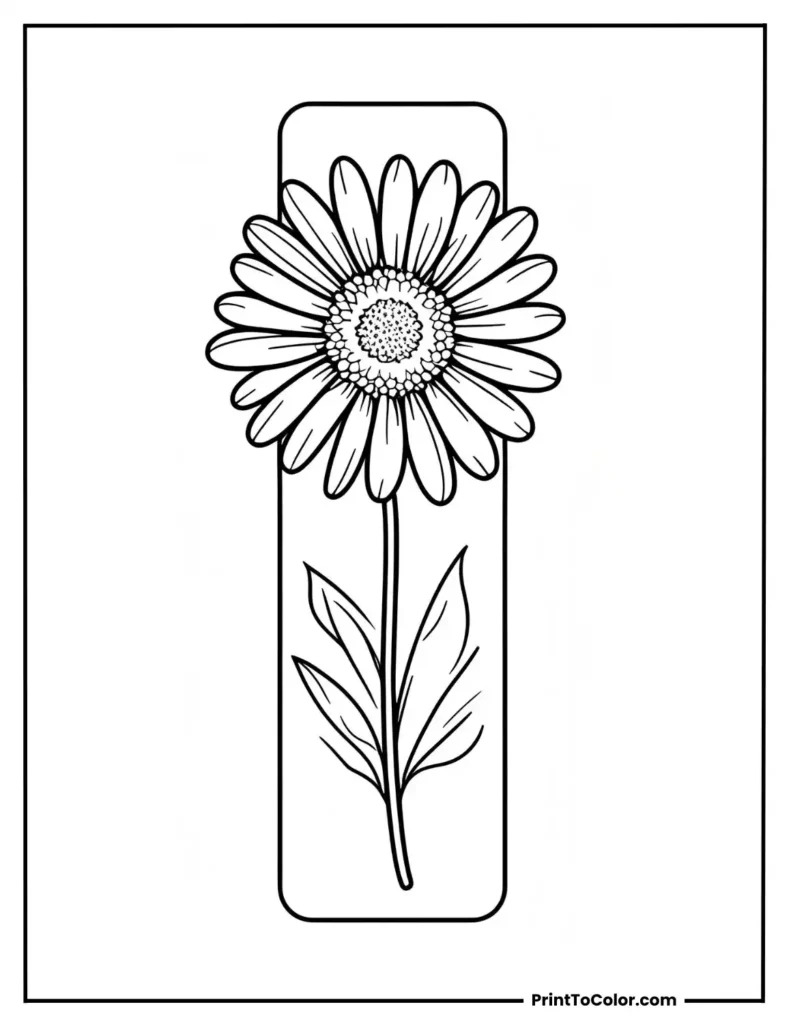 Single daisy on a bookmark shape