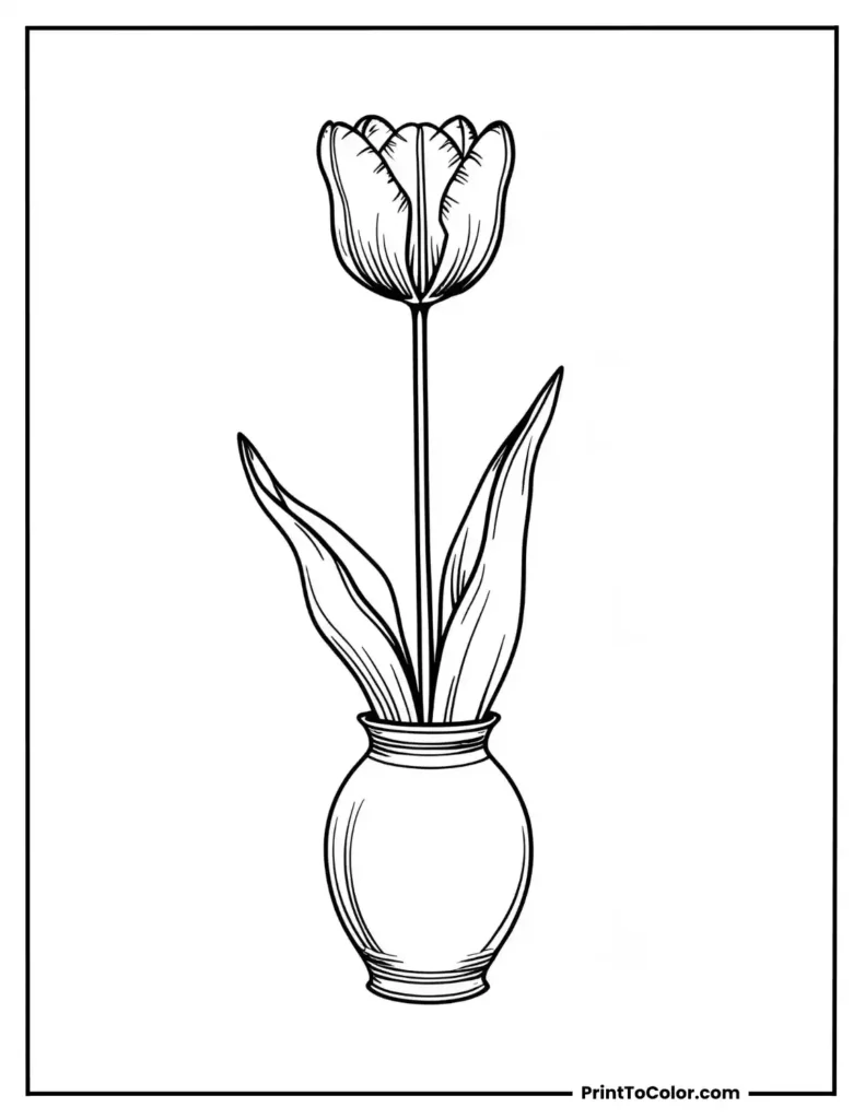 Tall tulip inside a decorative vase