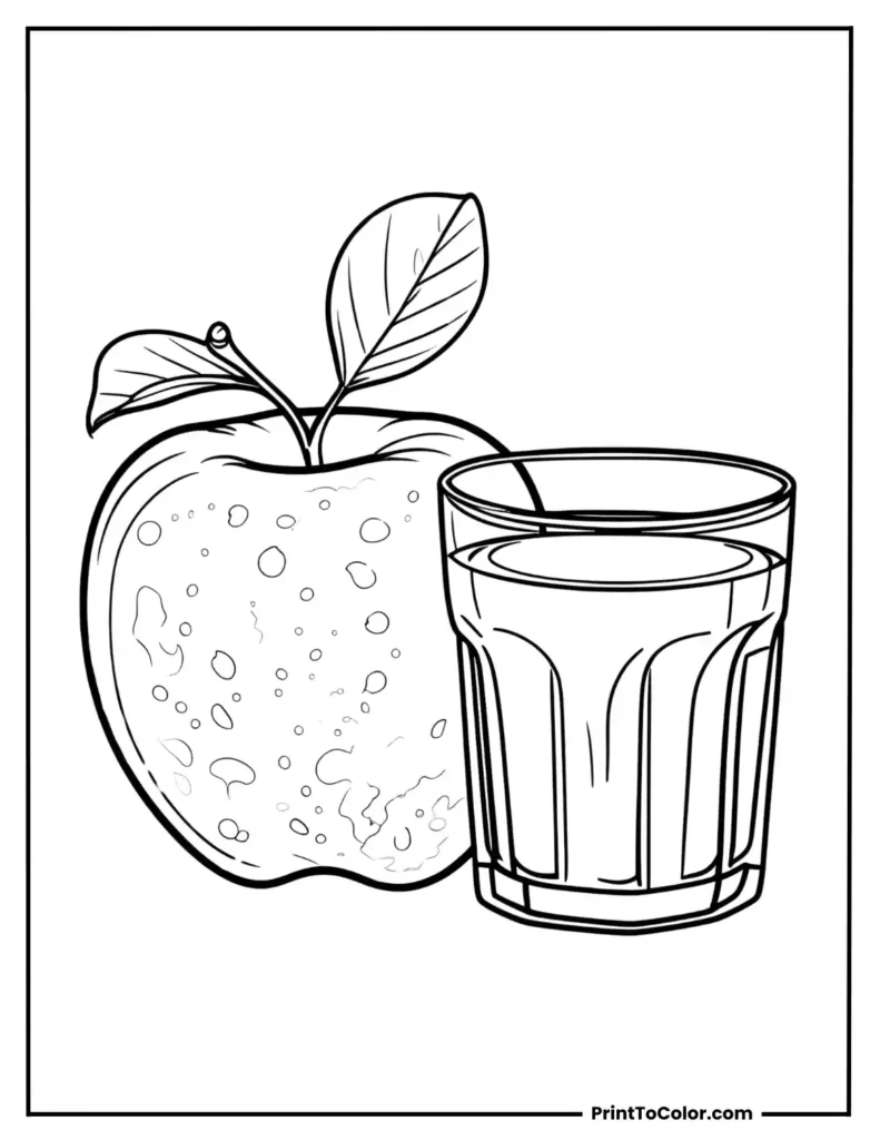Apple next to a glass of water