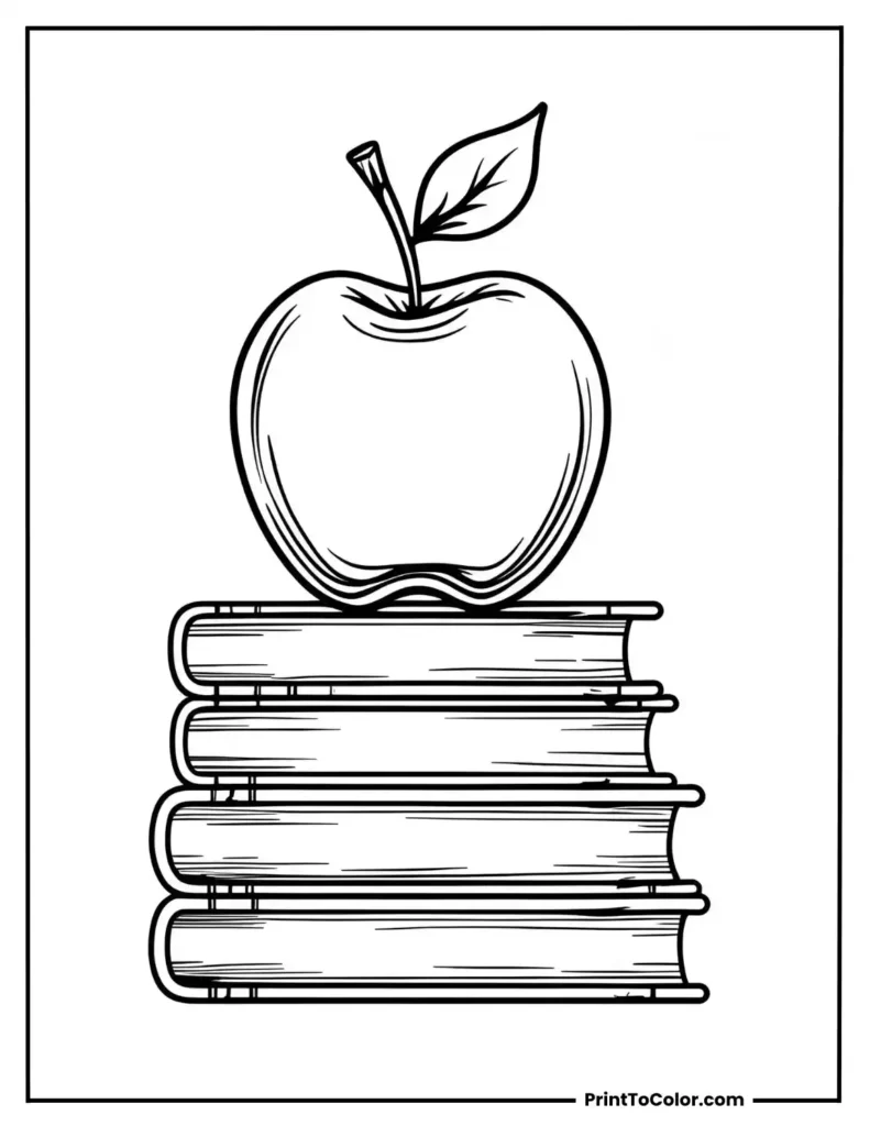 Apple sitting on a stack of books