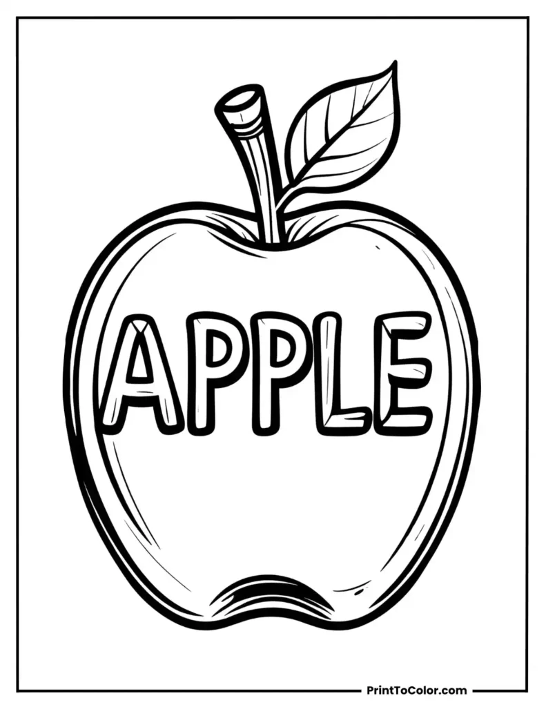 Apple with apple words carved into it