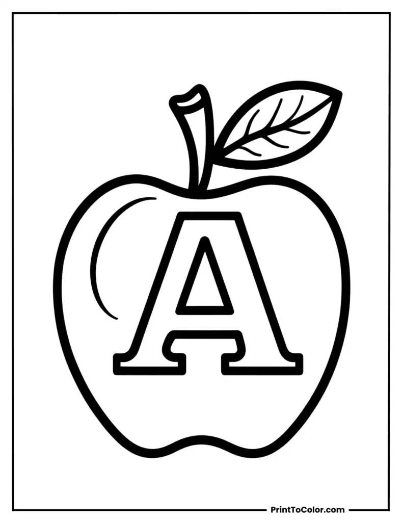 Apple with letter A in the center
