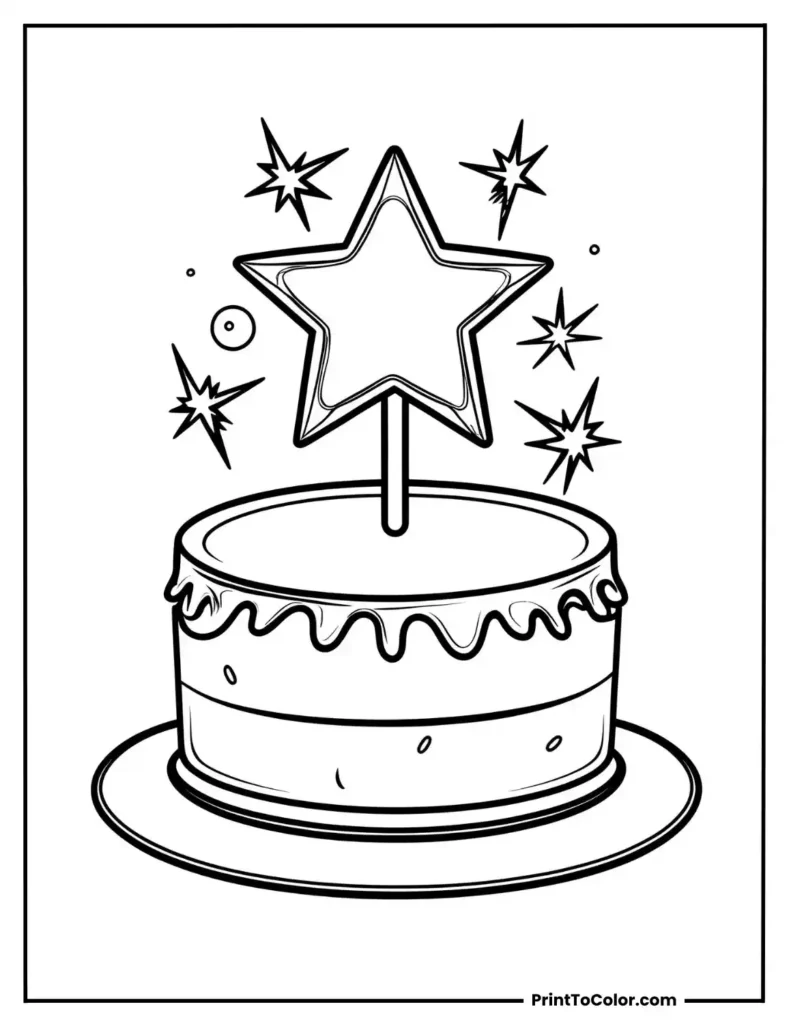 Cake with star topper and sparkles