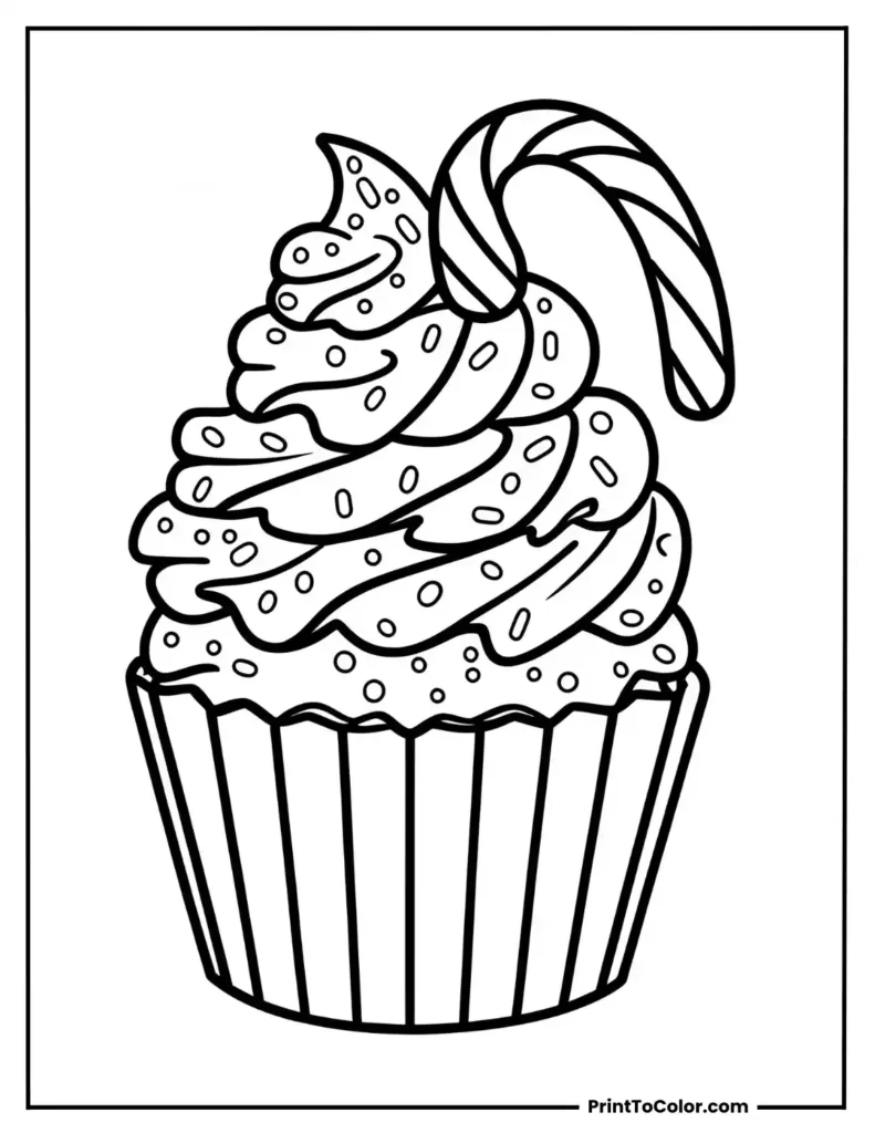 Cupcake topped with candy cane