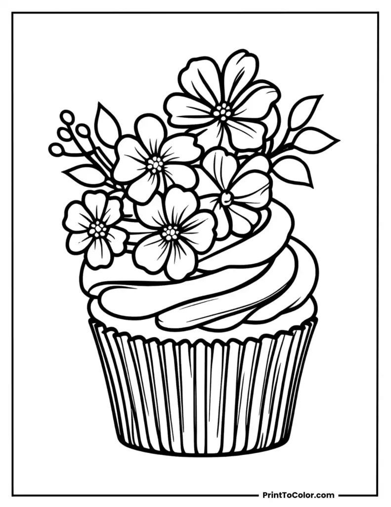 Cupcake with floral toppings