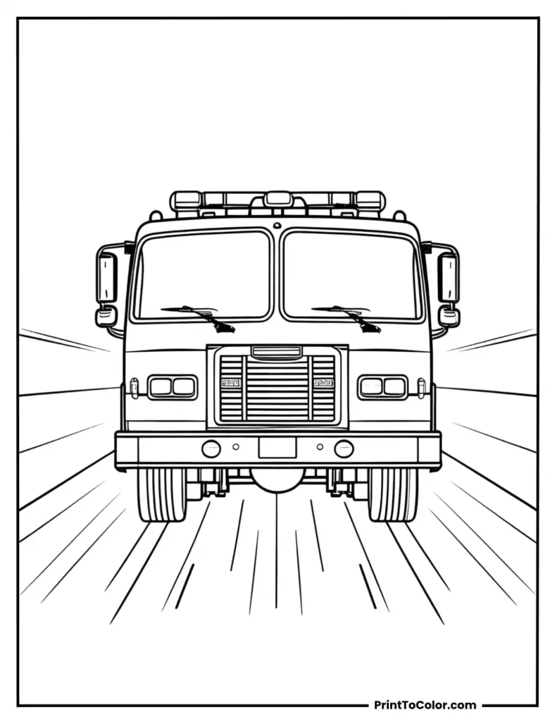 Fire truck centered with speed lines behind it