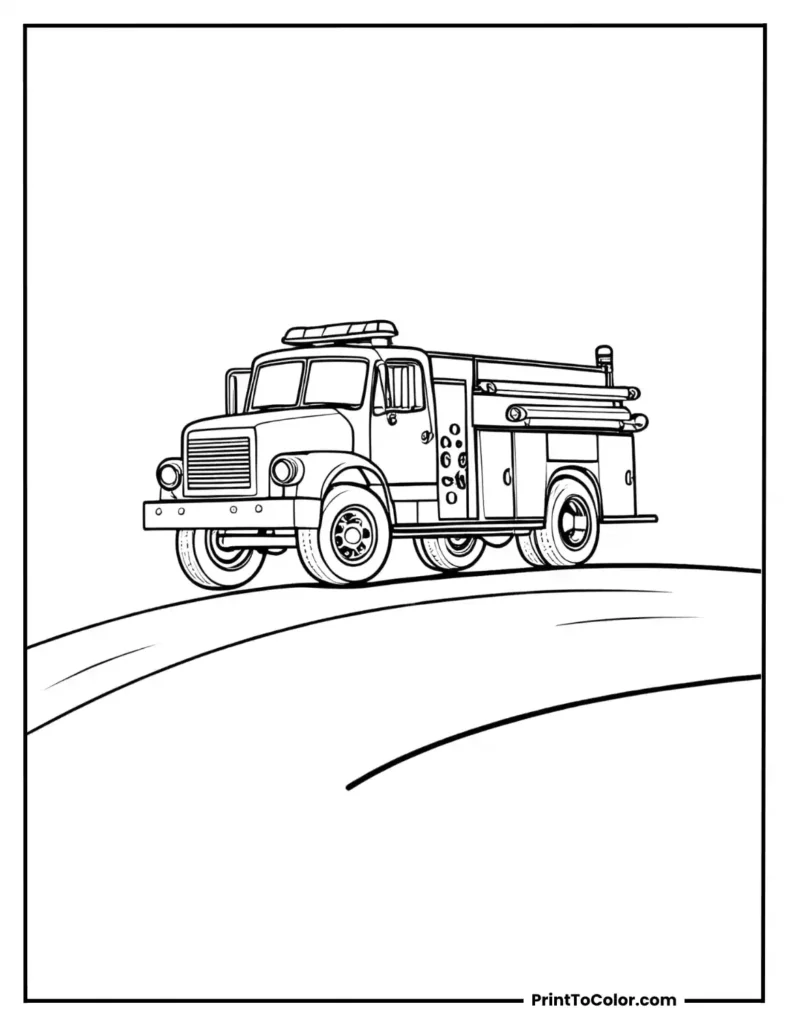 Fire truck on a smooth hill