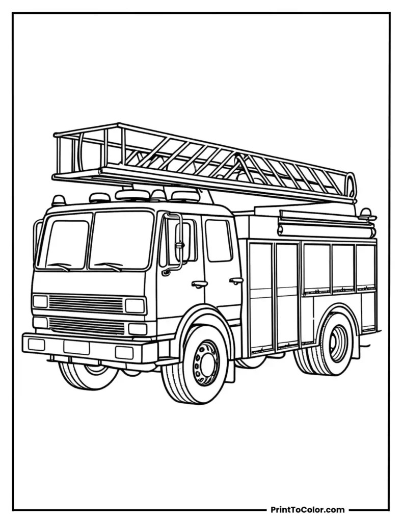 Fire truck with a ladder on top