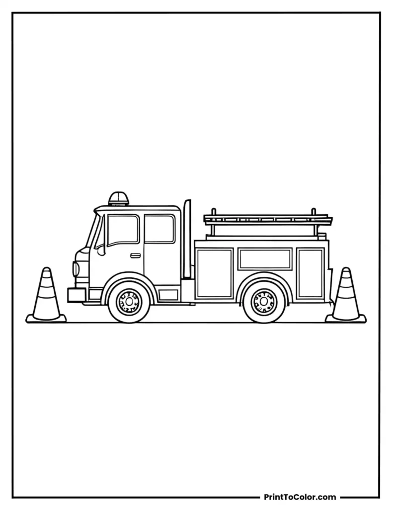 Fire truck with cones