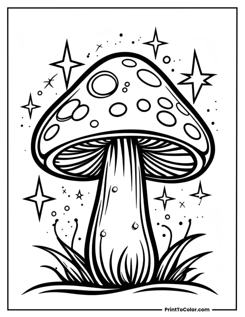 Magic mushroom with sparkles