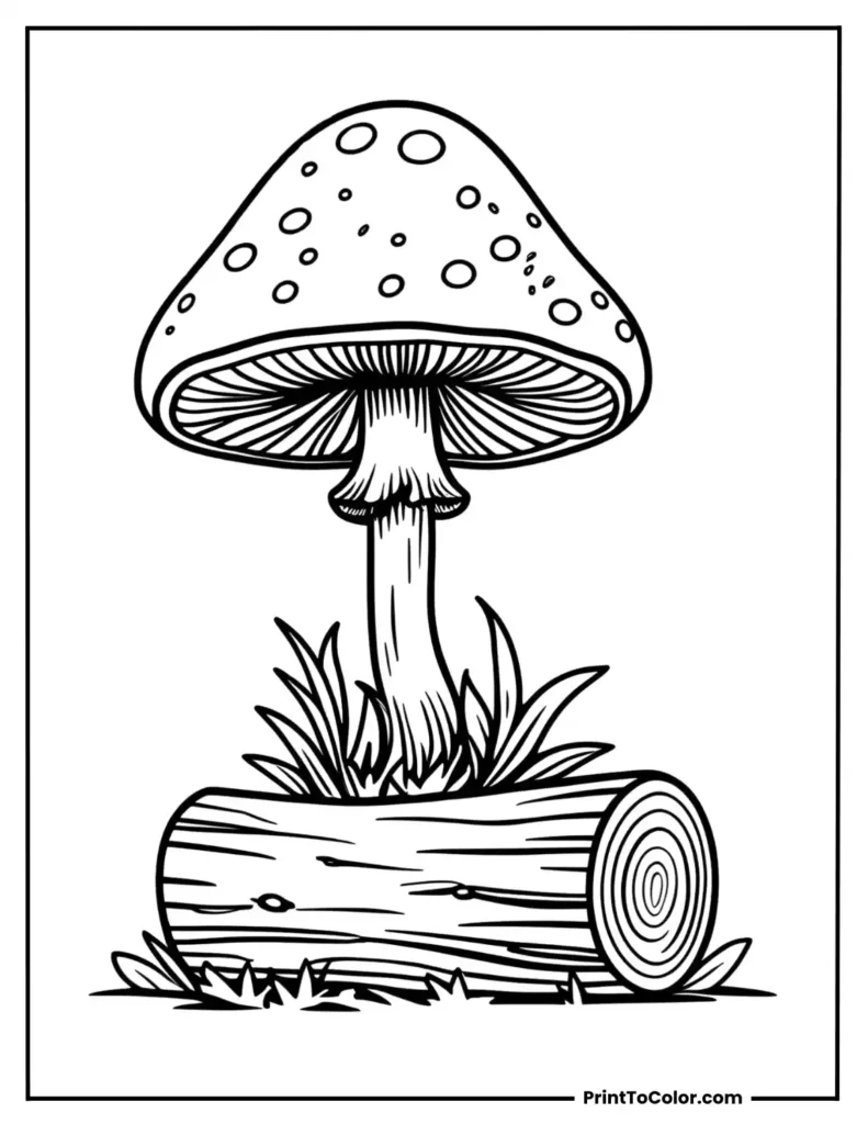 Mushroom growing from a log