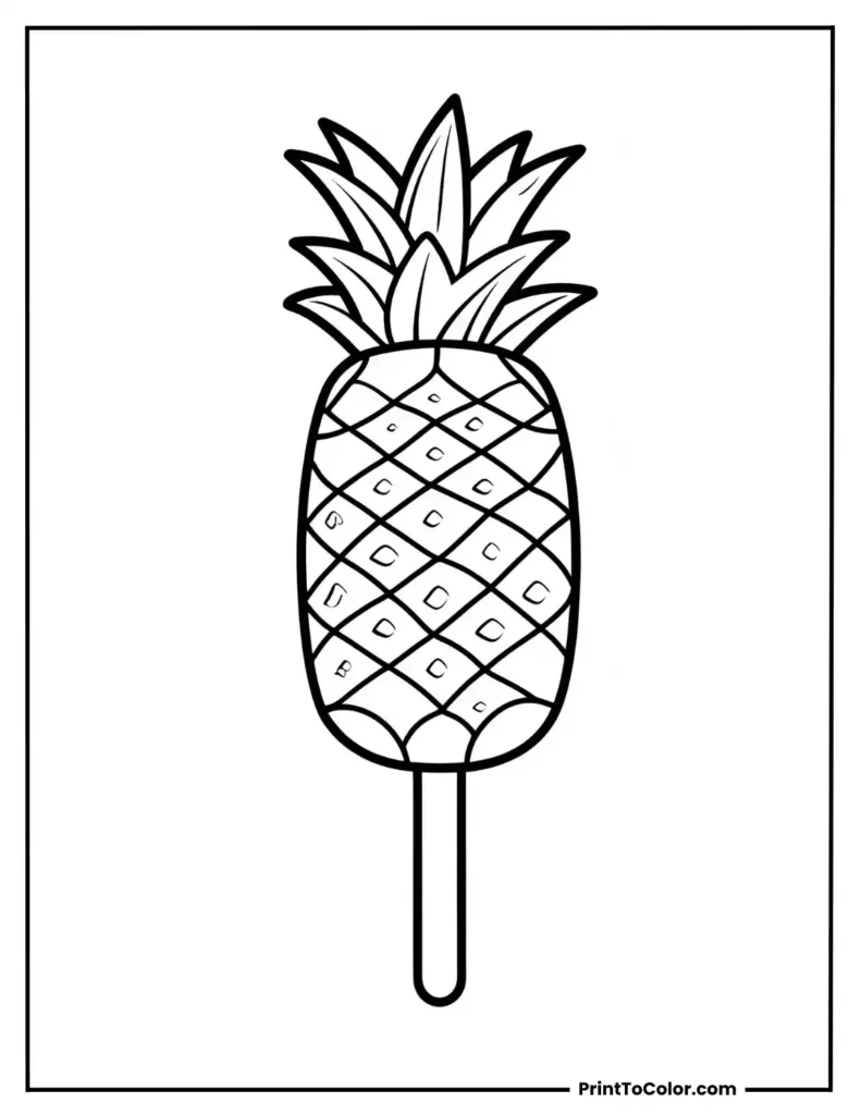 Pineapple-shaped ice cream bar on a stick