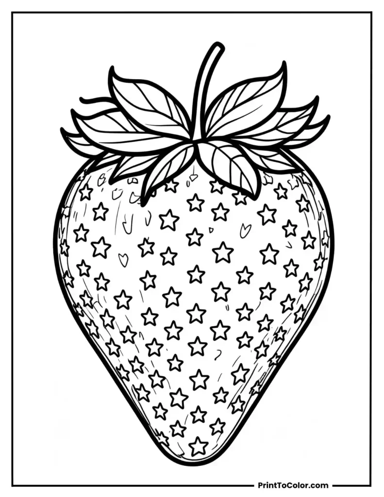 Strawberry with tiny outlined stars as a pattern inside