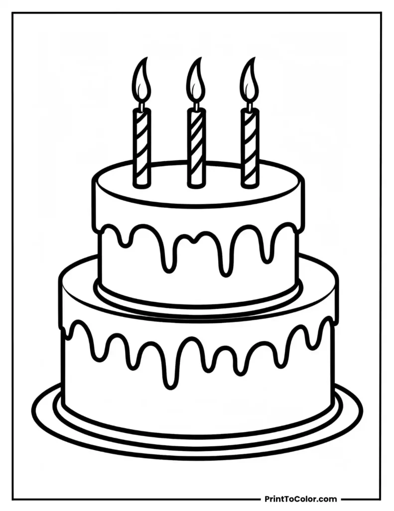 Two-layer birthday cake with three candles