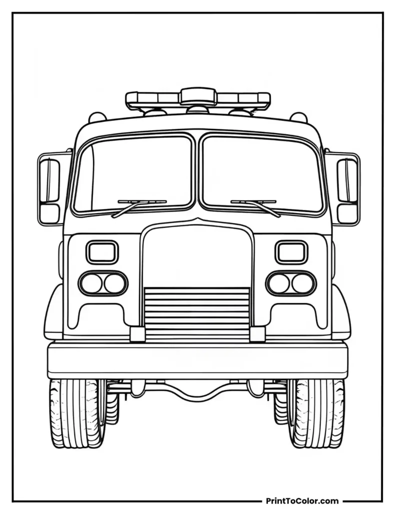 a simple fire truck from the front