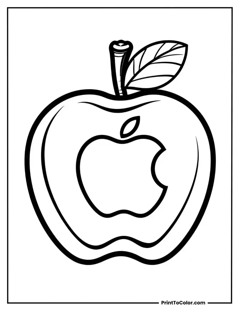 apple with an apple logo carved in it