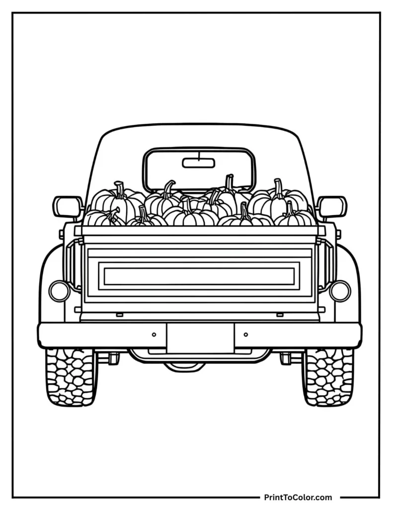 farm truck with pumpkins in the back