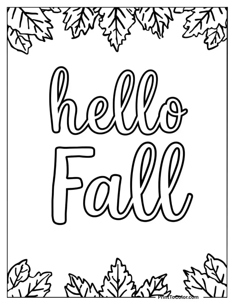hello fall with falling leaves border