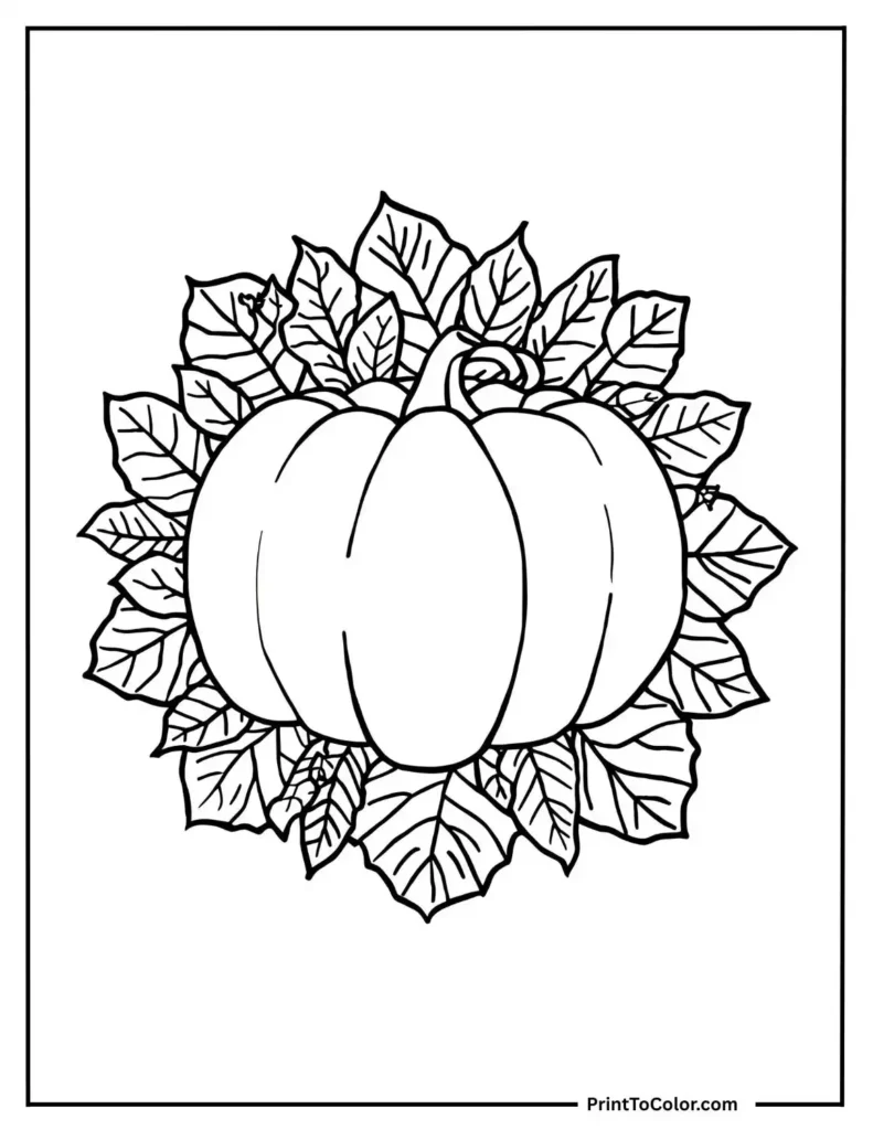 mandala made of pumpkins and leaves