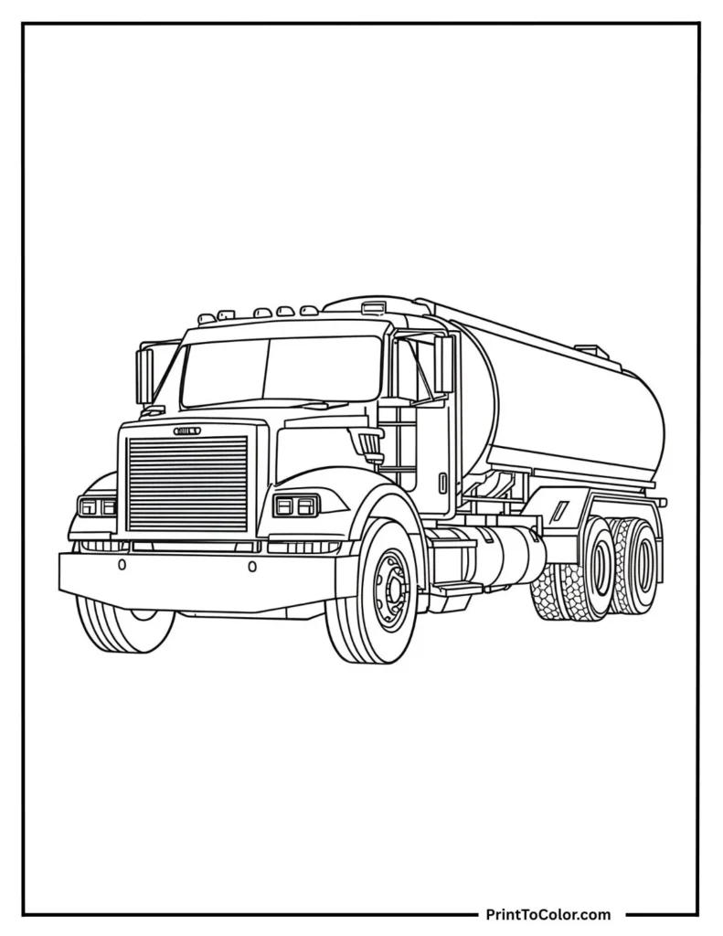 oil tanker truck with cylindrical tank