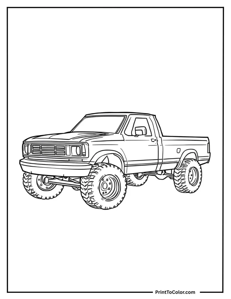 pickup truck with big round wheels