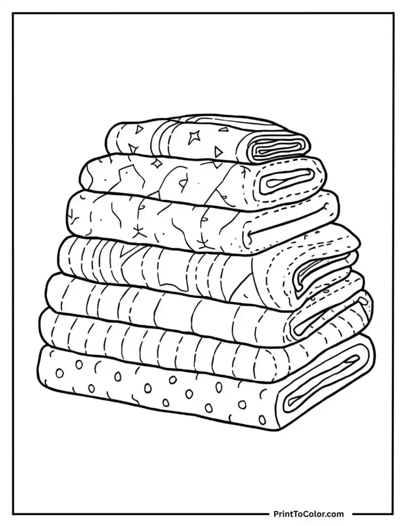 stack of folded blankets