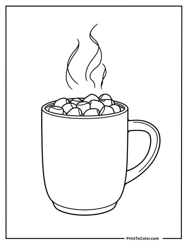 steaming mug of hot cocoa with marshmallows