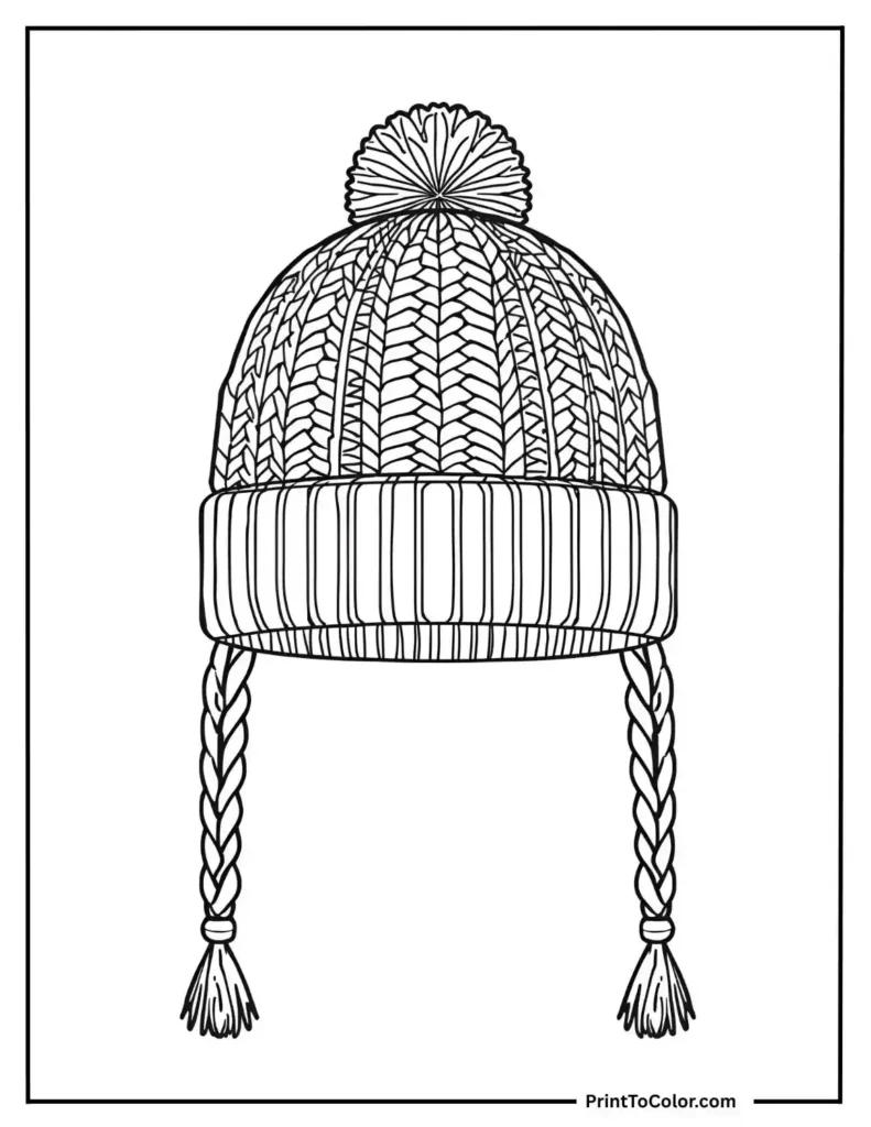 woolen beanie hat with braided tassels